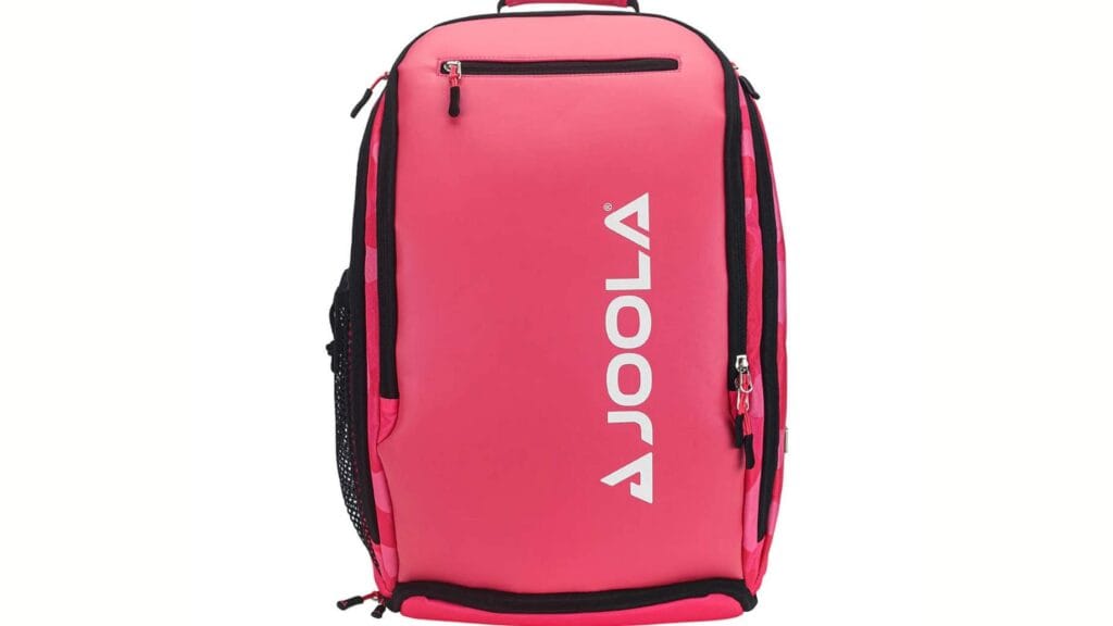 JOOLA Pickleball Bag - Vision II Deluxe Pickleball Backpack in pink, designed for women with spacious compartments and a sleek look.